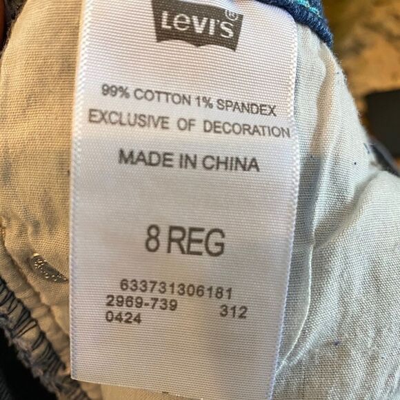 Levi’s Sz 8R Girls Blue Denim Skinny Western Embroidery Pocket School Jeans - Picture 7 of 9